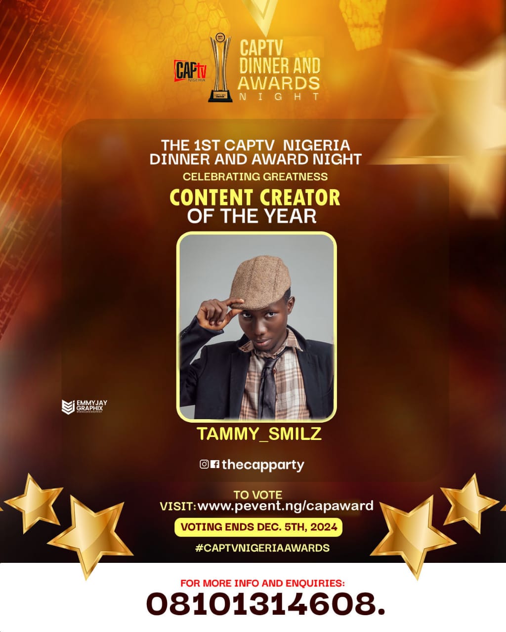 Tunde Bello, a contestant in the Pevent dashboard